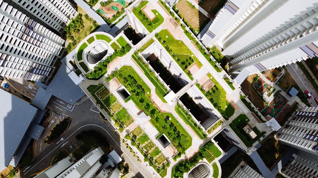 Stock picture_bird view building with green roof