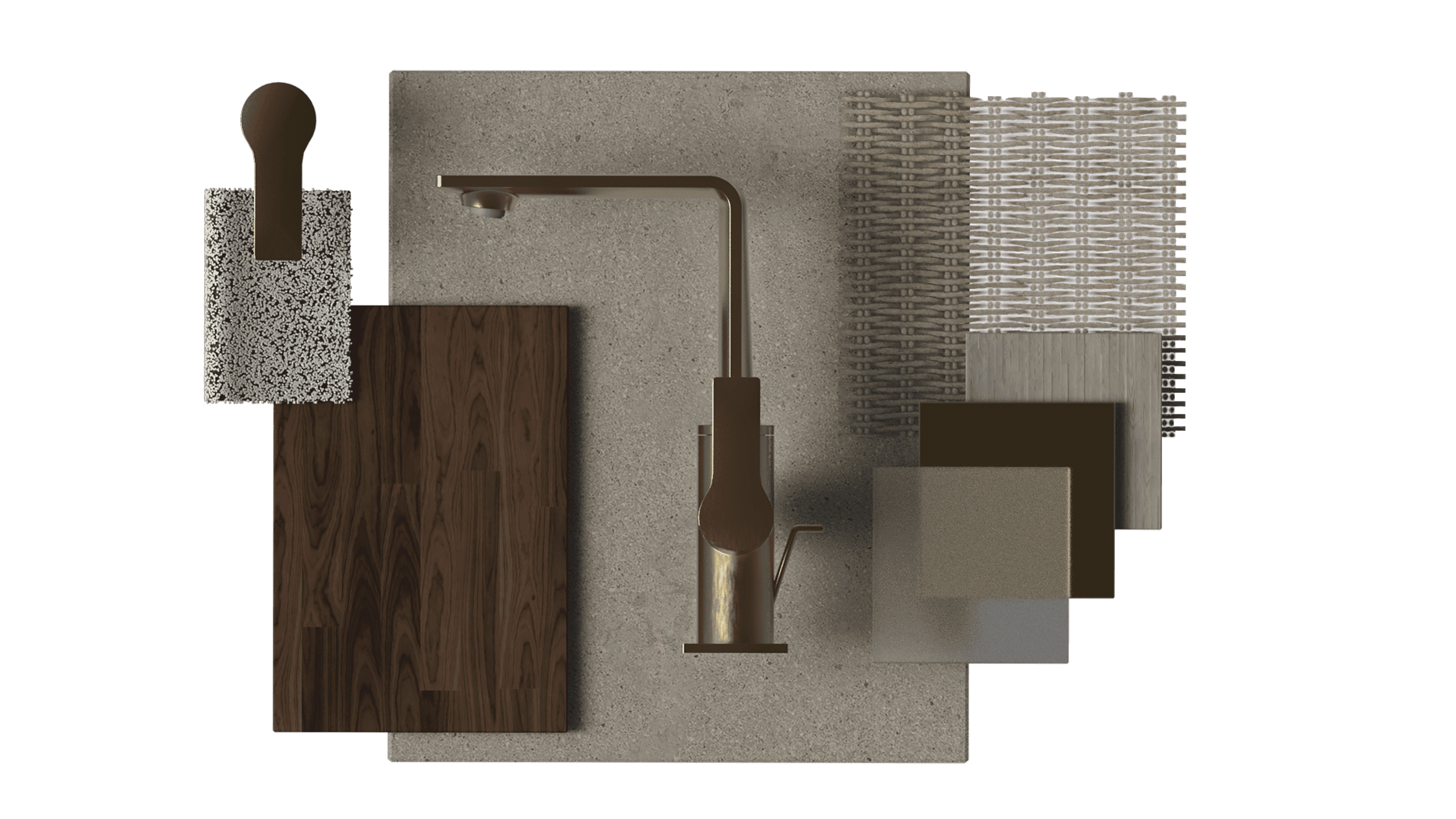 GROHE SPA_Collage-05_bathroom faucet with material samples