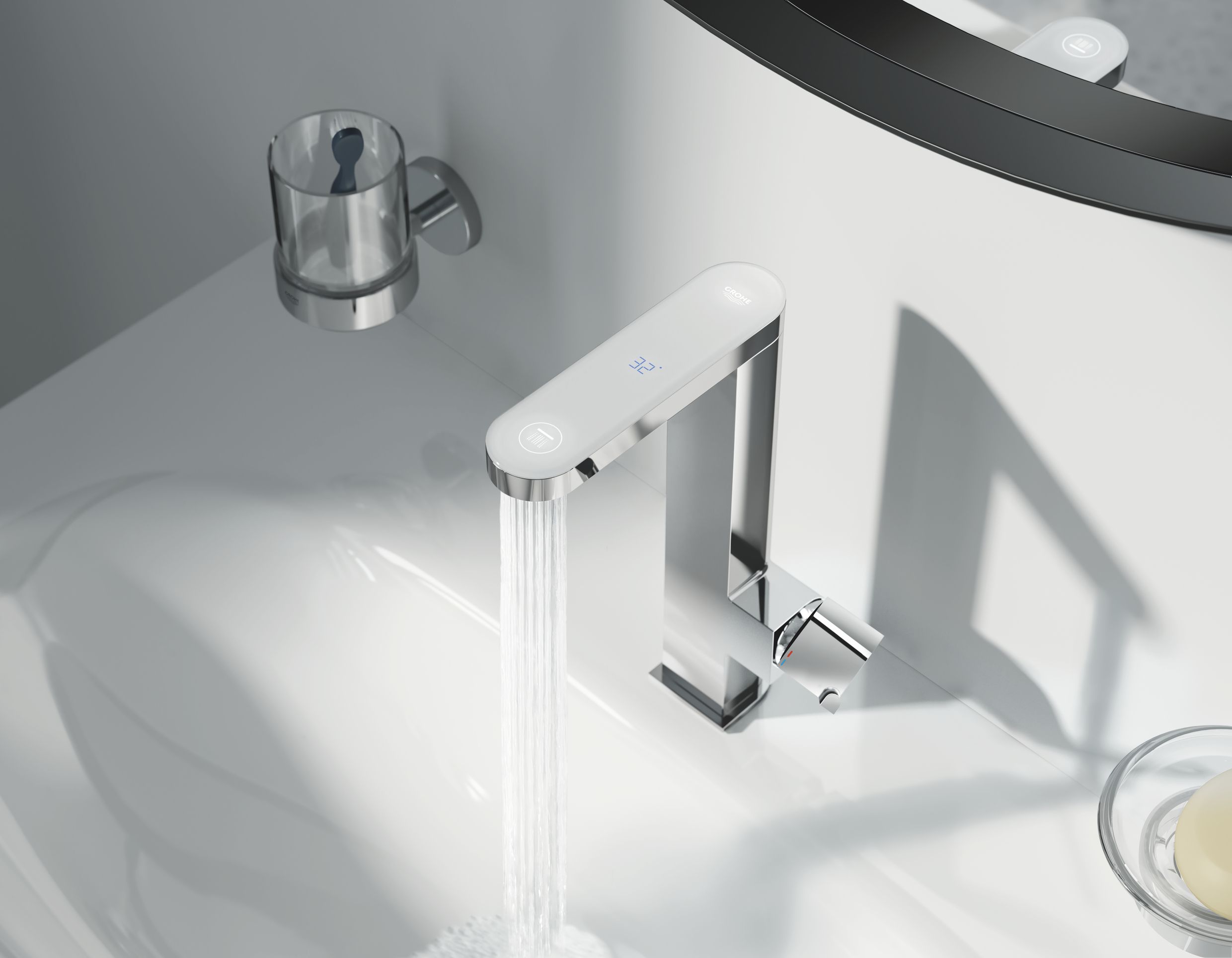 GROHE Plus basin mixer with LED digital display